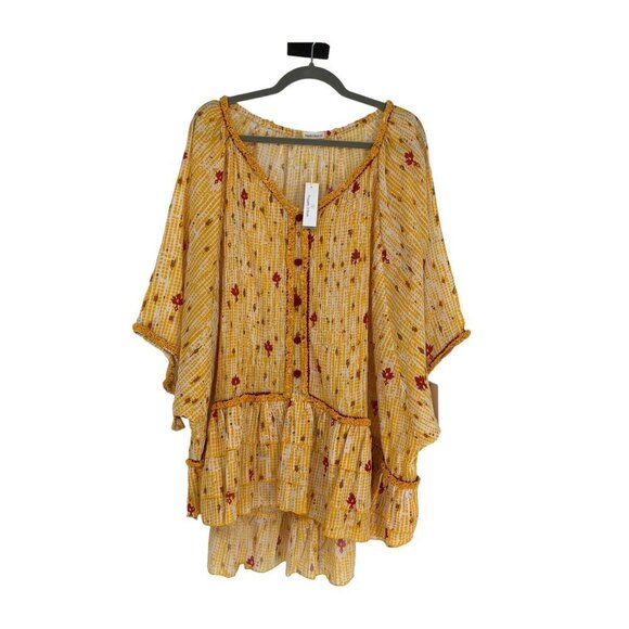 Poupette St Barth Yellow Fanciful Floral Bobo Poncho NWT Tunic/Minidress OS - Picture 16 of 16